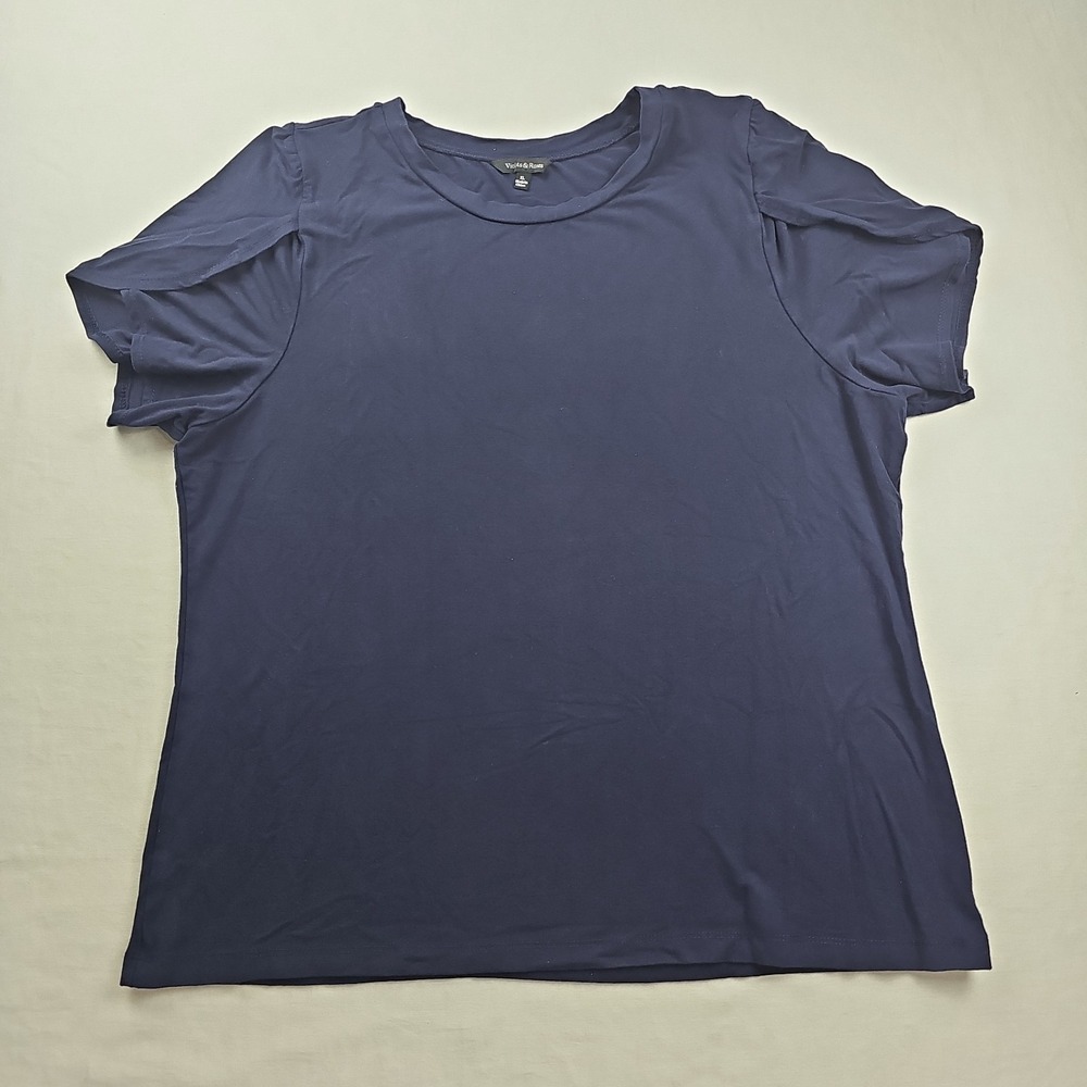 Violets & Roses Women's Navy T- Shirt Size XL Crew Neck Short Sleeve